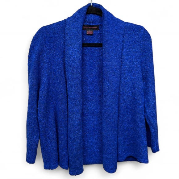 HAYLEY MATTHEWS Sweaters - Hayley Matthews Royal Blue Bouclé Open Front Cardigan - NWT